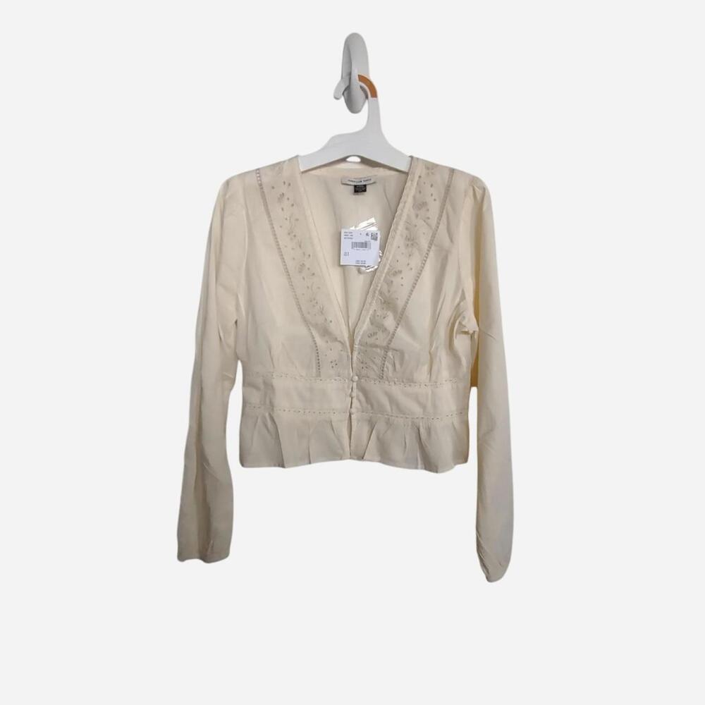 Cream embroidered floral button up cardigan #cottagecore #fairycore